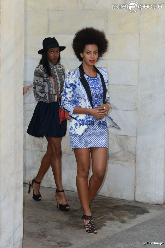 Solange Knowles arrive au défilé Just Cavalli. Milan, le 21 septembre 2012.