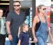 Heidi Klum quitte le magasin Big 5 avec sa fille Leni, ses deux fils Henry et Johan et son compagnon/garde du corps Martin Kirsten. Los Angeles, le 24 septembre 2012.