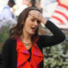 La jolie Leighton Meester sur le tournage de Gossip Girl, le 1er octobre 2012 à New York