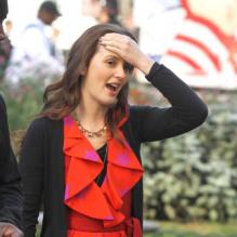 La comédienne Leighton Meester sur le tournage de Gossip Girl, le 1er octobre 2012 à New York