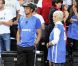 Yannick Noah et sa maman Marie-Claire lors de l'Euro 2011 en Lituanie le 15 septembre 2011 à Kaunas