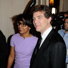 Audrey Pulvar et Arnaud Montebourg à Paris, le 18 janvier 2012.