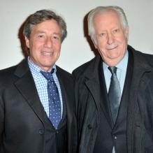 Patrick Sabatier et Pierre Bellemare au théâtre de la Gaîté Montparnasse lpour un concert du pianiste Dimitri Naïditch à Paris le 19 novembre 2012