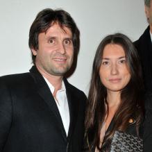 Fabrice Santoro et son amie Elsa au théâtre de la Gaîté Montparnasse pour un concert du pianiste Dimitri Naïditch à Paris le 19 novembre 2012