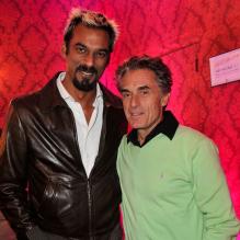 Satya Oblet et Gérard Holtz au théâtre de la Gaîté Montparnasse pour un concert du pianiste Dimitri Naïditch à Paris le 19 novembre 2012