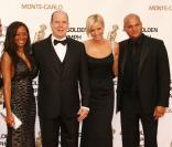 Mel B avec Stephen Belafonte et Albert de Monaco avec Charlene Wittstock au festival de Television de Monte Carlo