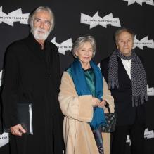 Michael Haneke, Emmanuelle Riva et Jean-Louis Trintignant pour la première du film Amour à la Cinémathèque Francaise de Paris, le 15 octobre 2012.