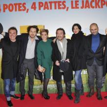 Fabien Onteniente, Edouard Baer, Vahina Giocante, Philippe Duquesne, Helena Noguerra, Jérôme Commandeur, Lucien Jean-Baptiste lors de l'avant-première du film Turf au Gaumont Opéra à Paris, le 21 Janvier 2013.