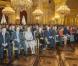  Le roi Albert II de Belgique et la reine Paola, le prince héritier Philippe et la princesse Mathilde, la princesse Astrid et le prince Lorenz, le prince Laurent et la princesse Claire lors de la réception du Nouvel An pour les autorités et personnalités du pays, au palais Laeken le 29 janvier 2013. 