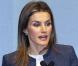 La princesse Letizia d'Espagne en pleine allocution lors du forum sur les maladies rares au Centre Polivalent Carlos Mir à Minorque. Le 1er février 2013.