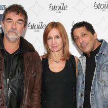 Olivier Marchal et sa femme Catherine Marchal au côté de Smaïn lors de l'avant-première du film Un p'tit gars de Menilmontant à Paris le 26 février 2013.