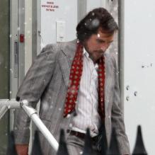 Christian Bale sur le tournage du film autour du projet Abscam à Boston, le 19 mars 2013.