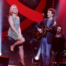 <p>Exclusif - Laurence Ferrari et Renan Luce lors de l'enregistrement au Théâtre Marigny de l'émission Toute la télé chante pour le Sidaction à Paris le 21 mars 2013, qui sera diffusée sur France 2 le 6 avril 2013.</p>
