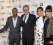 Edouard Montoute, Christophe Lambert, la princesse Clotilde de Savoie et Flore Bonaventura posant à Cannes le 8 avril 2013 lors de l'ouverture du 50e Mip TV.