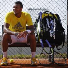 Jo-Wilfried Tsonga lors d'un entraînement avant ses débuts au tournoi de Monte Carlo le 15 avril 2013