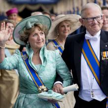 Margriet des Pays-Bas et Pieter van Vollenhoven à la prestation de serment solennelle du roi Willem-Alexander des Pays-Bas, le 30 avril 2013 à la Nouvelle Eglise (Nieuwe Kerk) d'Amsterdam.