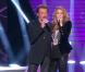 La diva Céline Dion et Johnny Hallyday sur le plateau de l'émission Céline Dion, Le grand show sur France 2 en novembre 2012.