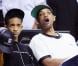 Will Smith et son fils Jaden lors du match entre Miami Heat et les Chicago Bulls à l'AmericanAirlines Arena à Miami, le 15 mai 2013.