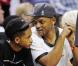 Will Smith et Jaden lors du match entre Miami Heat et les Chicago Bulls à l'AmericanAirlines Arena de Miami, le 15 mai 2013.