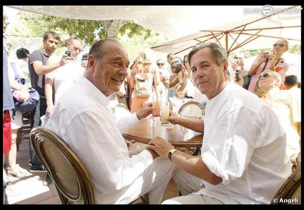 Jacques Chirac avec son ami Jean Louis Debré à Saint Tropez