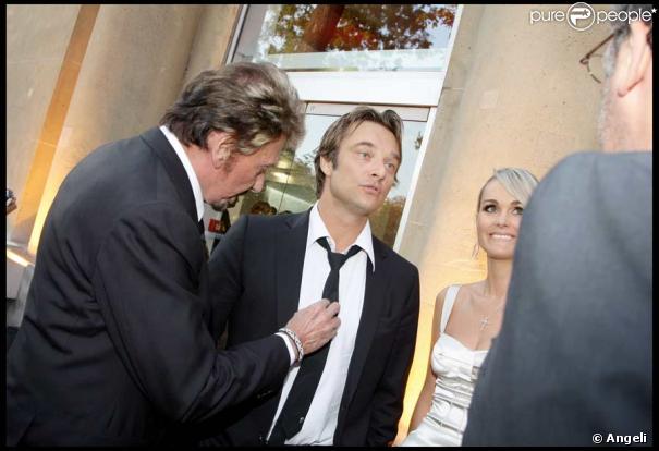 Johnny, Laeticia et David Hallyday réunis à l'espace Cardin