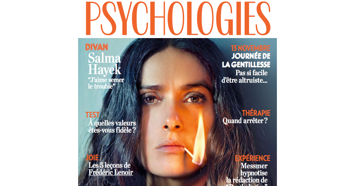 Salma Hayek en couverture du magazine Psychologies numéro de novembre