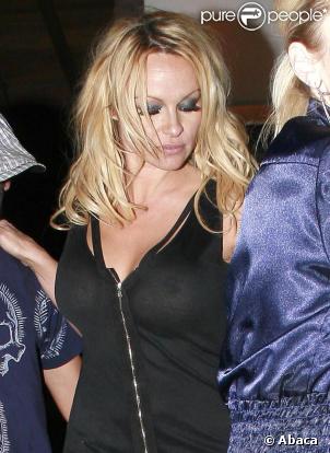 Pamela Anderson n'a visiblement pas froid... aux yeux dans sa tenue transparente