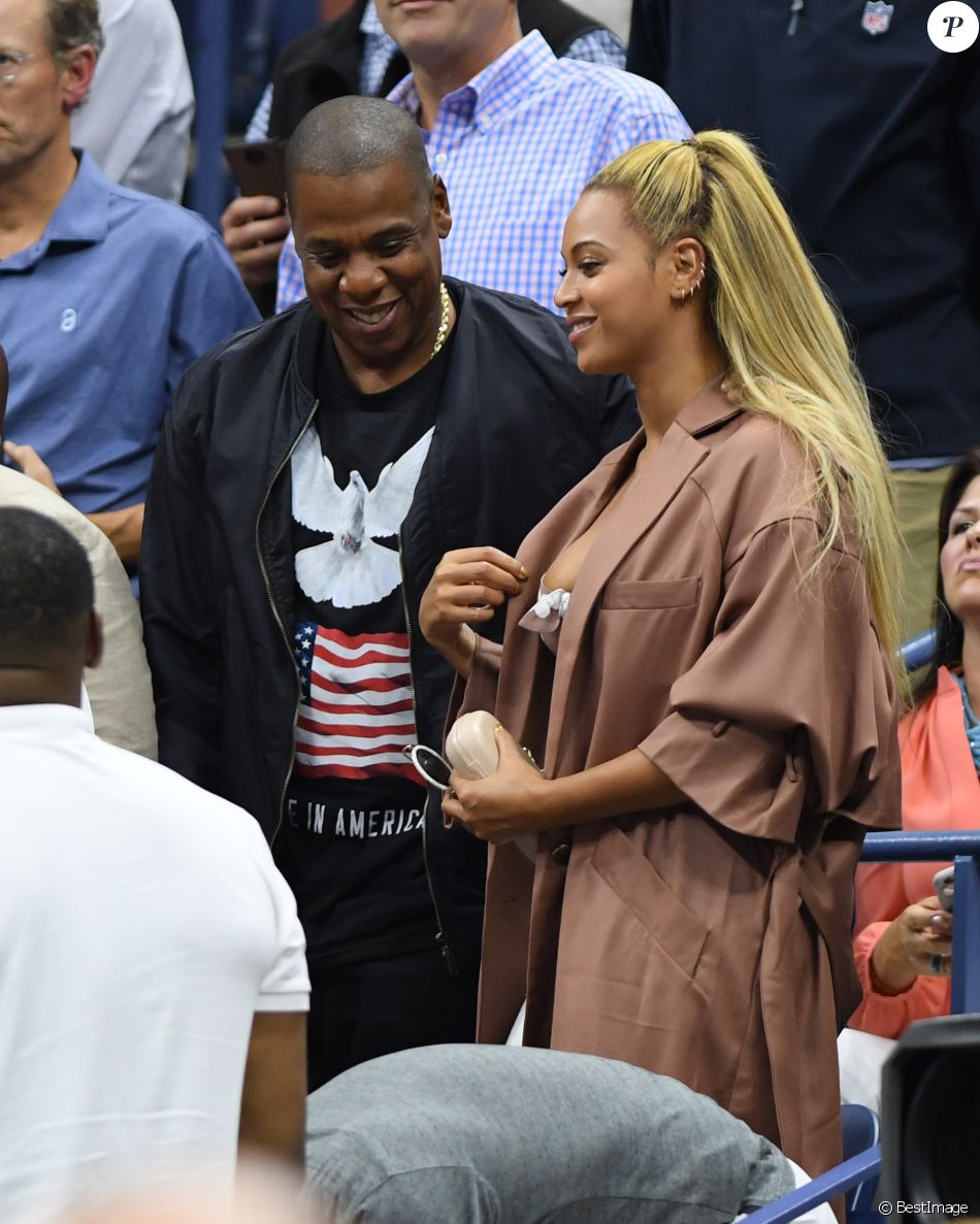 Beyoncé et son mari Jay Z pendant l'US Open 2016 au USTA Billie Jean King National Tennis Center à Flushing Meadow, New York, le 1er Septembre 2016.