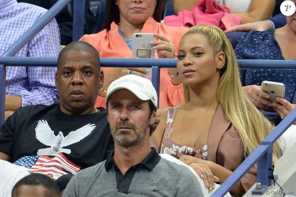 Beyoncé et son mari Jay Z pendant l'US Open 2016 au USTA Billie Jean King National Tennis Center à Flushing Meadow, New York, le 1er Septembre 2016.