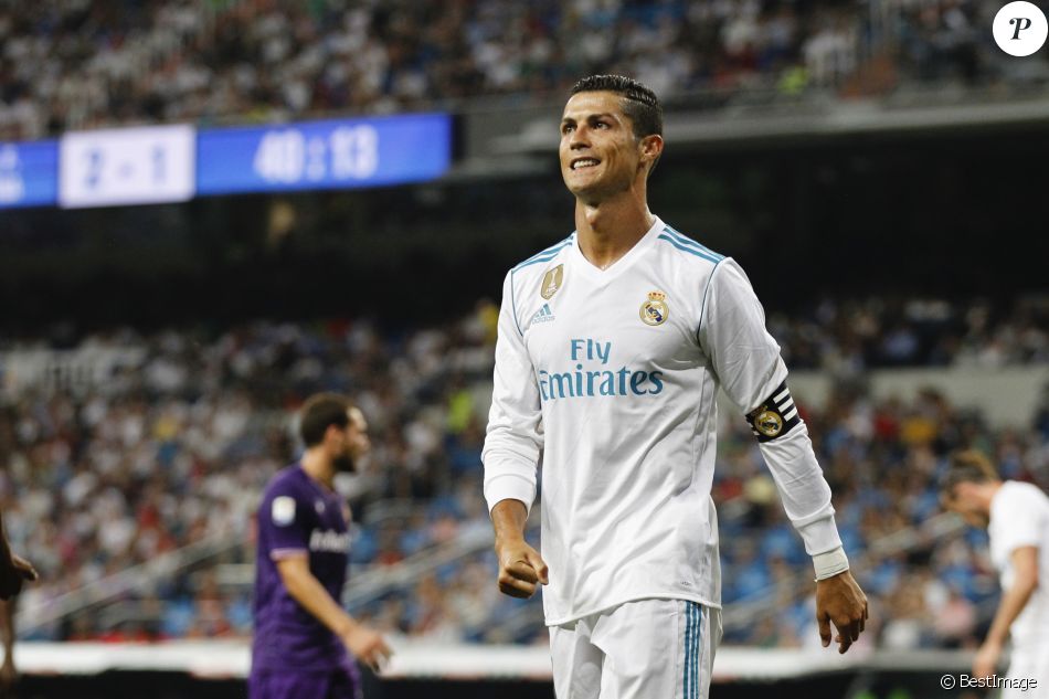 Cristiano Ronaldo. Le Real Madrid remporte le 38ème Trophée Santiago Bernabeu face à la Fiorentina au stade Bernabeu à Madrid, le 23 août 2017.