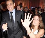 Carla et Nicolas Sarkozy avant leur départ pour le Mexique à la soirée  de l'association Hadassah France jeudi 5 mars 2009