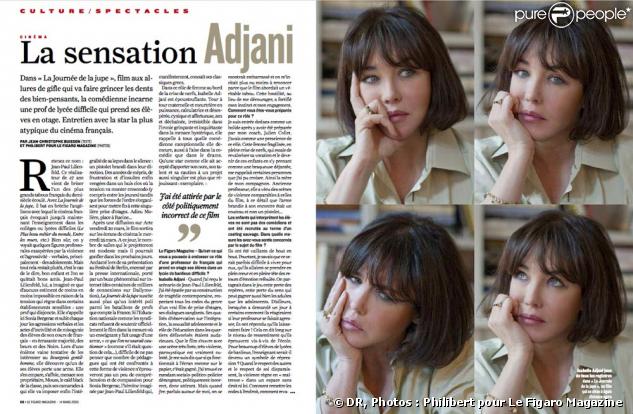 Isabelle Adjani évoque sans retenue  La Journée de la jupe  dans  Figaro Magazine 