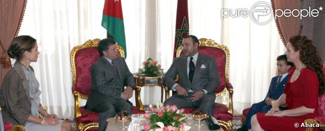 Rania de Jordanie au Palais Royal du Maroc avec son époux et le couple royal du Maroc 