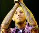 M. Pokora et ses tattoos, au Palais des Sports de Lyon, le 28 mars 2009, à l'occasion de la 4e édition de "Foot-Concert", au profit de l'association Huntington.