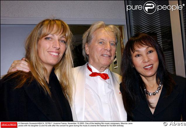 Maurice Jarre, sa fille Stéphanie et son épouse  