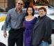 La belle Carla Gugino, entre Dwayne Johnson et le réalisateur Andy Fickman, lors de la conférence de presse de "La Montagne Ensorcelée", le 2 avril 2009 au Villamagna Hotel, à Madrid !