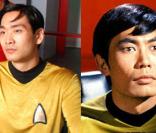 Acteurs du film This ain't Star trek XXX version porno du film Star Trek. A gauche Ero Sennin (version X) à droite George Takei. 