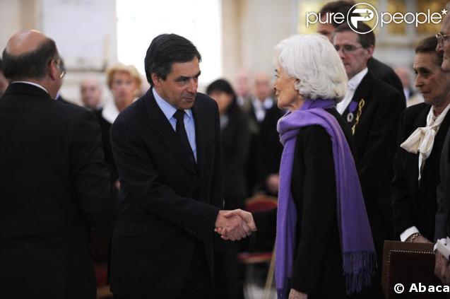 Obsèques de Maurice Druon aux Invalides, le 20 avril 2009. François Fillon. 