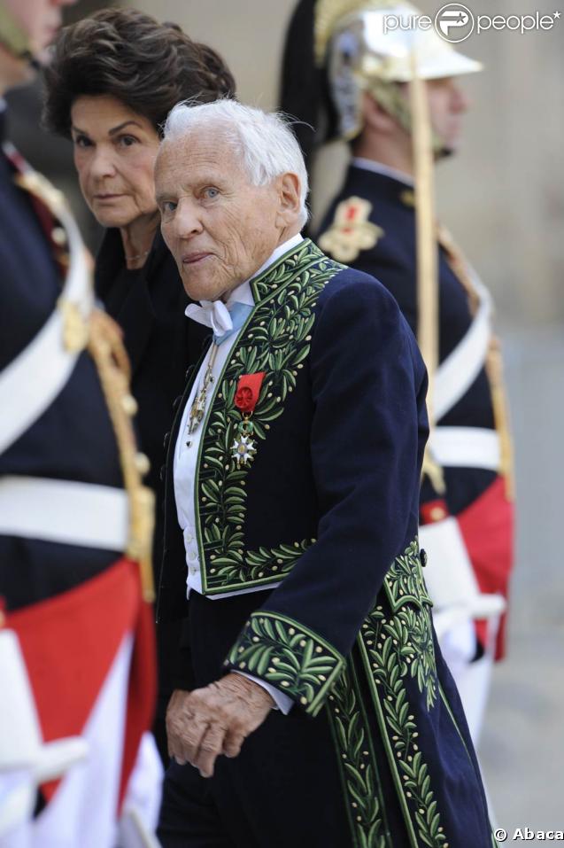 Obsèques de Maurice Druon aux Invalides, le 20 avril 2009. Jean d'Ormesson. 