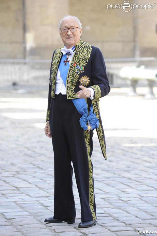 Obsèques de Maurice Druon aux Invalides, le 20 avril 2009. Alain Decaux. 