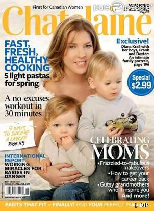 Diana Krall fait la couverture de Chatelaine, avec ses jumeaux.