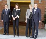 Carla Bruni, Nicolas Sarkozy, José Luis Zapatero et son épouse Sonsoles à Madrid. 28/04/09 