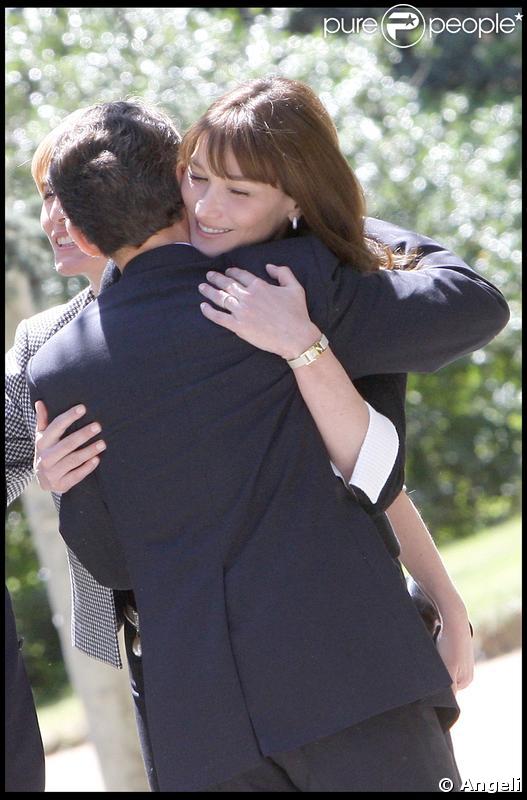 Carla Bruni, Nicolas Sarkozy, José Luis Zapatero et son épouse Sonsoles à Madrid. 28/04/09 