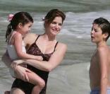 Stephanie Seymour et ses enfants Peter et Lily