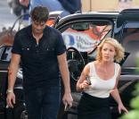 Katherine Heigl et Ashton Kutcher sur le tournage de Five Killers à Atlanta le 12 mai 2009