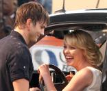 Katherine Heigl et Ashton Kutcher sur le tournage de Five Killers à Atlanta le 12 mai 2009