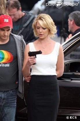 Katherine Heigl sur le tournage de Five Killers à Atlanta le 12 mai 2009