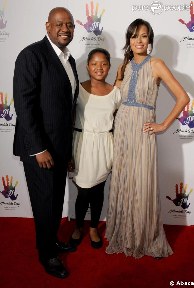 Forrest et Keisha Whitaker et leur fille Sonnet Noel lors de la soirée organisée au Beverly Hills Hotel, au profit de la Nelson Mandela Foundation, le 14 mai 2009