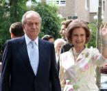 Le roi Juan Carlos et la reine Sofia à la communion de Juan et Pablo, enfants de Cristina d'Espagne. 23/05/09