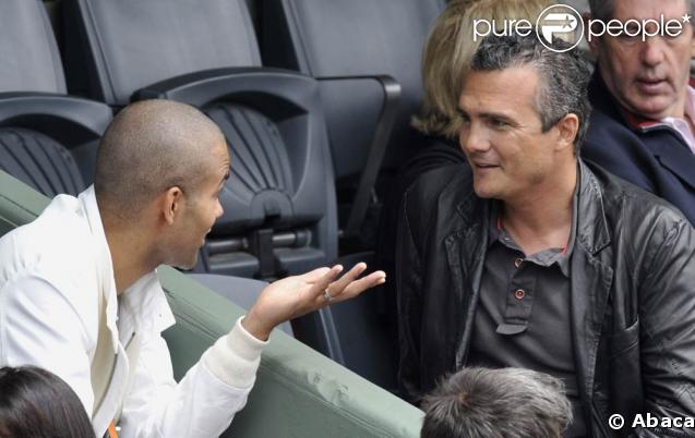 Tony Parker et Richard Virenque à Roland-Garros, le 28 mai 2009
